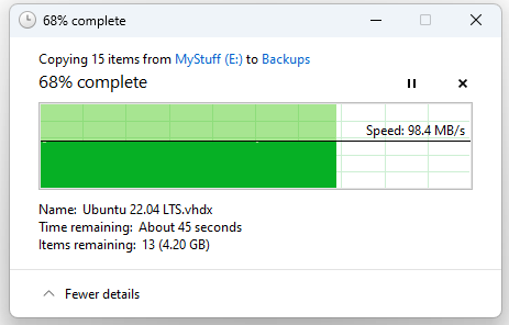 Synology 14GB large files copy speed